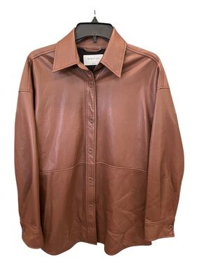Babaton Pelli Shirt Jacket in Faux Leather Brown Size Small